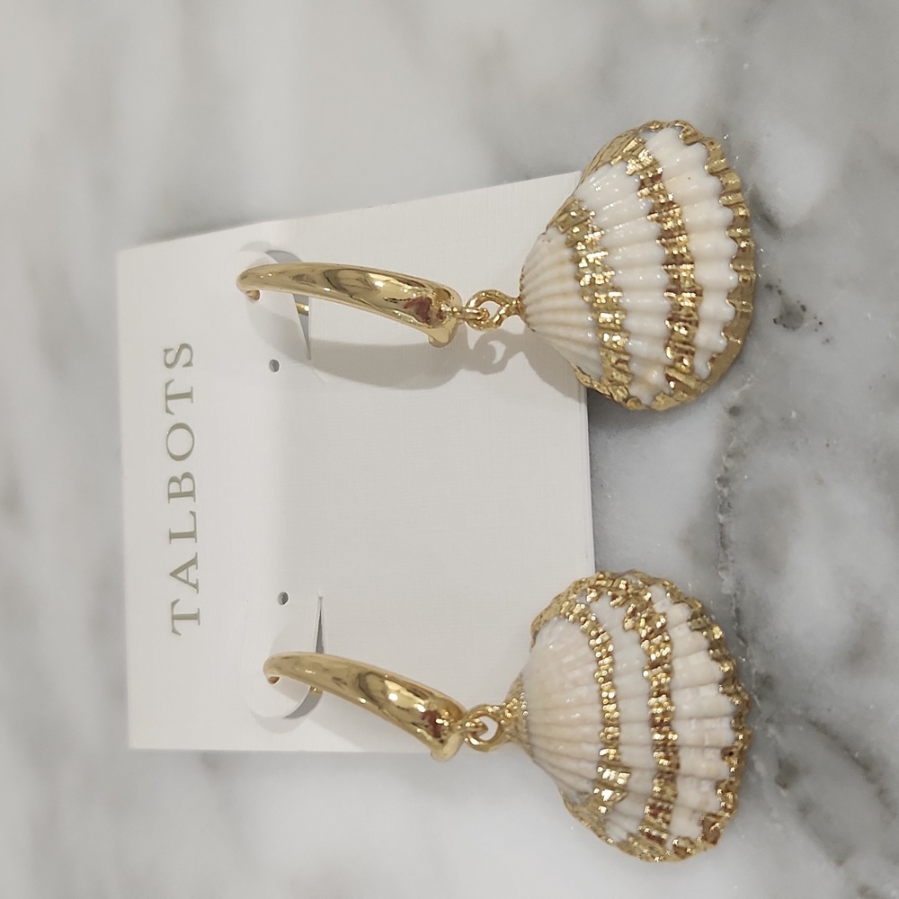 Talbots Gold and Cream Shell Earrings